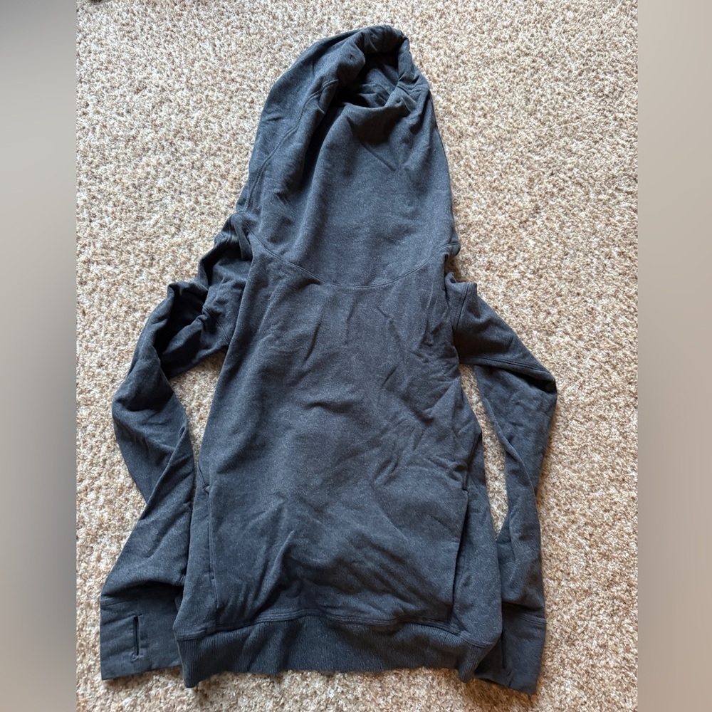 LULULEMON Stress Less Hoodie Womens Sz 4 Charcoal Grey Cowl Neck Athleisure